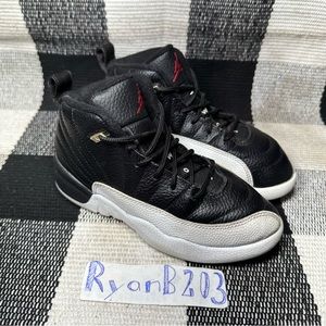 Nike Air Jordan 12 PS Playoffs - Black White - Kids Size 1Y- 151186-006.